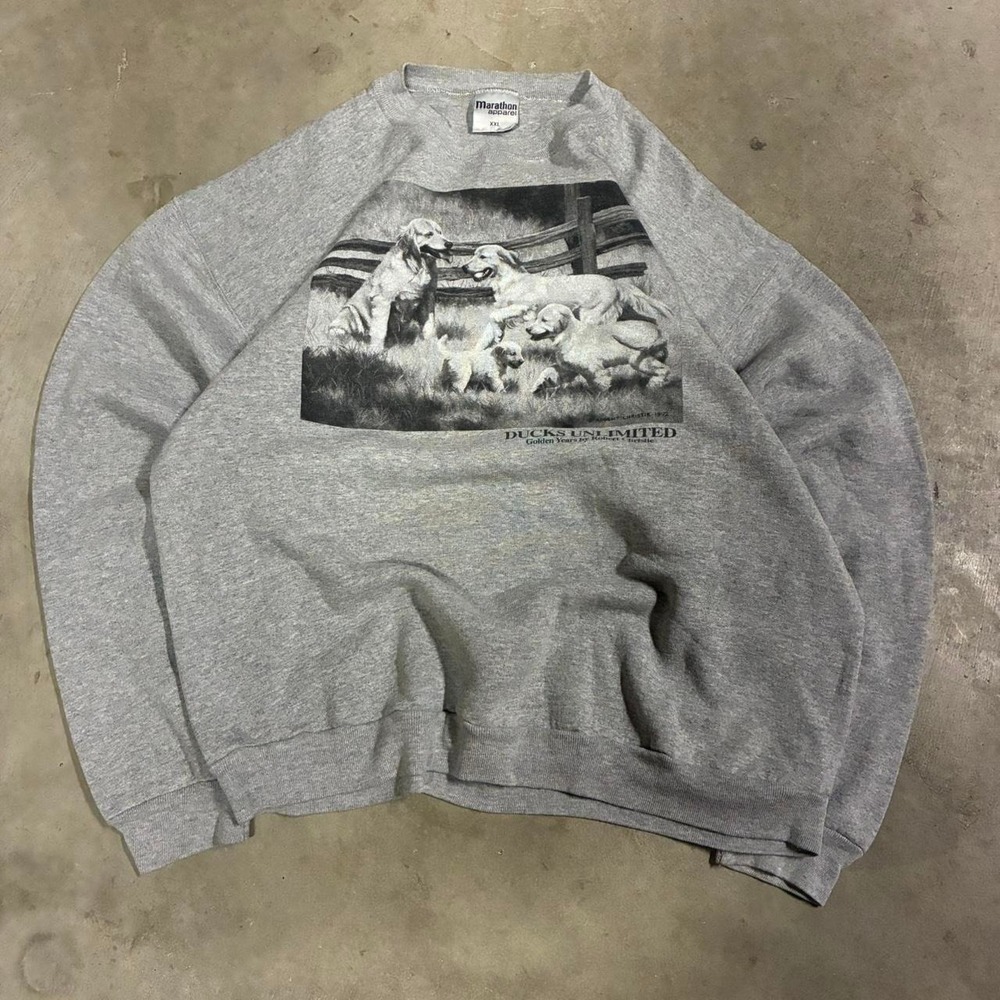 Vintage 90s Animal Print Crewneck Sweatshirt Boxy Made in USA Graphic